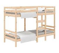 CIOURSTO Lit superposé en Bois de Pin Massif, Meubles de Chambre à Coucher, Cadre de Lit Mezzanine, Cadre en Bois de Dortoir avec Garde-Corps, Idéal pour la Chambre à Coucher (90 x 190 cm)
