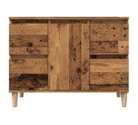 CIOURSTO Meuble de Salle de Bain, Rangement sous évier à 4 tiroirs et 1 Porte avec Pieds Coniques en Bois, Base d’évier en Bois d’ingénierie Robuste pour Salle de Bain, buanderie (Vieux)