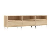 CIOURSTO Meuble TV en Bois de Grande capacité avec 3 Tiroirs et étagères Ouvertes, Console Multimédia Moderne du Milieu du Siècle avec Pieds en Métal Coniques, Centre de Divertissement (Chêne Sonoma)