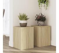 CIOURSTO Support pour Pots de Fleurs - Ensemble de Deux Supports pour Pots de Fleurs en Bois Composite, Conception Ajourée, Supérieure Robuste et Facile à Nettoyer, Convient au (25x25x35 cm)