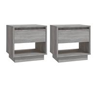 CIOURSTO Table de Chevet en Bois, Bois D'ingénierie, Armoire de Chevet avec Tiroirs et étagères Ouvertes pour Placer des Objets, Style Moderne (2pcs)