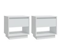 CIOURSTO Table de Chevet en Bois, Bois D'ingénierie, Armoire de Chevet avec Tiroirs et étagères Ouvertes pour Placer des Objets, Style Moderne (2pcs)