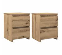 CIOURSTO Table de Chevet en Bois, Bois D'ingénierie, Petite Armoire D'appoint de Chambre avec 2 Tiroirs pour Photos, Décorations ou Fleurs, 30 x 30 x 40 cm ((2pcs))