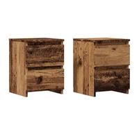 CIOURSTO Table de Chevet en Bois, Bois D'ingénierie, Petite Armoire D'appoint de Chambre avec 2 Tiroirs pour Photos, Décorations ou Fleurs, 30 x 30 x 40 cm ((2pcs))