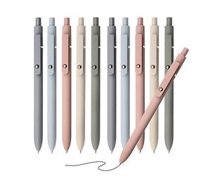 CIOUYAOS 10PCS Stylo Gel, Aesthetic Pastel Noir Midliner Fourniture Scolaire, Rétractables 0,5mm Stylos à Bille Writech Pen pour Bureau School Supplies (10 macarons)