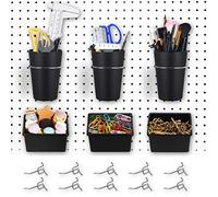 CIOUYAOS Lot de 16 rangement outils bricolage pour panneau perforé, Avec 10 crochets, plaque perforée Organiseur pour garage, établi de travail, passe-temps - Pour maison, bureau, cuisine