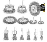 CIOXSOIO 12 Pièces Brosse Metallique pour Perceuse, 6mm Brosse Métallique Perceuse avec Tige Hexagonale, pour Bois et Métal Antirouille, Meuleuse, Anticorrosion, Peinture, Polir, Nettoyage