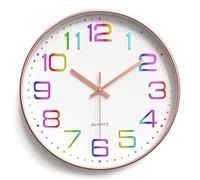 CIOXSOIO 30cm Horloge Murale Silencieuse sans Tic-tac, Pendules Murales Décorative Ronde, Chiffres Arabes Murale Facile à Lire, Horloge Murale à Quartz pour Chambre, Salon, Cuisine, Bureau