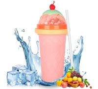 CIOXSOIO DIY Slushy Cup, Silicone Slushy Maker Cup, Gobelet À Slush avec Paille et Cuillère 2 en 1, Homemade Smoothie Cup, Slushie Cup pour Cola Jus, Rose
