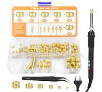 CIOXSOIO Insert Fileté, 90W LED Fer a Souder Température Réglable, 130 Pièces Inserts Taraudés M2/M3/M4/M5/M6/M8, Insert Impression 3d pour Impression 3D et Plastique