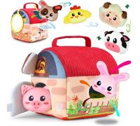 CIOXSOIO Jouet Bebe 6 Mois Animaux de la Ferme en Peluche, Jeux Montessori, Jeux éducatifs et de Motricité pour Enfants. Coffret de Jeu Sensoriel Doux avec Peluches et Sons
