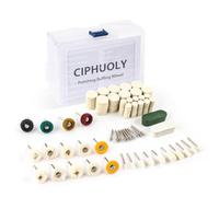 Ciphuoly Kit de Disques de Polissage en Feutre de Laine pour Dremel - 132 Pièces Accessoires de Polissage avec Tige 3 mm (1/8”) - Pâtes à Polir Blanche & Verte + Boîte de Rangement
