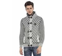 Cipo & Baxx Cardigan en tricot pour homme avec col montant et fourrure