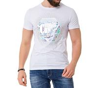 Cipo & Baxx CT737 T-shirt à manches courtes pour homme avec impression en relief, 720 - Blanc, S