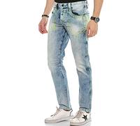 Cipo & Baxx Jean capri pour homme, 100 % coton, pantalon d'été classique en denim, bleu glace, 34W / 34L
