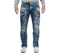 Cipo & Baxx Jean Homme Coupe Regular et Slim, Style Biker et Effet usé | Différents modèles avec détails stone washed, destroyed et cargo, coutures contrastantes, poches et fermetures zippées