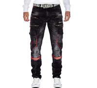 Cipo & Baxx Jean Homme Coupe Regular et Slim, Style Biker et Effet usé | Différents modèles avec détails stone washed, destroyed et cargo, coutures contrastantes, poches et fermetures zippées