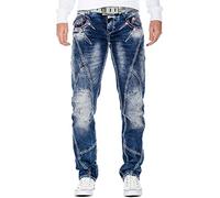 Cipo & Baxx Jean Homme Coupe Regular et Slim, Style Biker et Effet usé | Différents modèles avec détails stone washed, destroyed et cargo, coutures contrastantes, poches et fermetures zippées