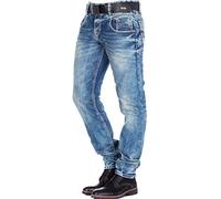 Cipo & Baxx Jean pour Homme Coupe Droite en Denim Vintage avec Coutures épaisses - Bleu - W31C-1149-STANDARD-31/32-P
