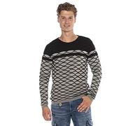 Cipo & Baxx Série de pulls pour homme : pull en tricot élégant au design moderne avec une grande tenue parfaite pour les loisirs, la vie quotidienne et les tenues streetwear cool, Cp228 Gris, S