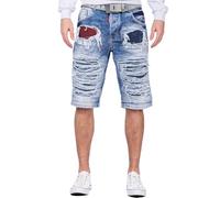 Cipo & Baxx Short Jean Homme été Stonewashed 5 Poches Cargo Regular fit | Effet usé, denim, coupe regular, poches latérales, loisirs, vacances et quotidien