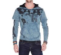 Cipo & Baxx Sweat-shirt à col rond pour homme - Design à manches longues - Bleu - Small