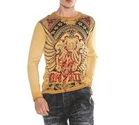 Cipo & Baxx Sweat-shirt à manches longues pour homme - Mélange avec imprimé - Jaune - Large