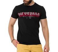 Cipo & Baxx T-shirt à manches courtes en strass imprimé col rond coton CT731, Noir , L