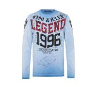 CIPO & BAXX T-Shirt bleu / bleu clair / rouge rubis / noir, Taille XL