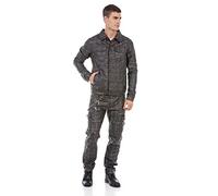 Cipo & Baxx Veste demi-saison pour homme à carreaux en denim, bleu, L