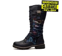 Cipriata ABELA L755 Bottes à lacets en mousse à mémoire de forme florale en fausse fourrure avec fermeture éclair pour femme, Bleu marine Floral, 36 EU