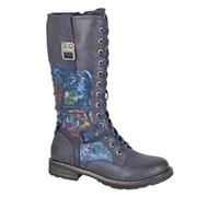 Cipriata ABELA L755 Bottes à lacets en mousse à mémoire de forme florale en fausse fourrure avec fermeture éclair pour femme, Bleu marine Floral, 36 EU
