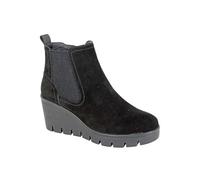 Cipriata AMINA L708 Bottines compensées en daim avec fermeture éclair intérieure et soufflet en mousse à mémoire de forme pour femme, Noir , 40 EU