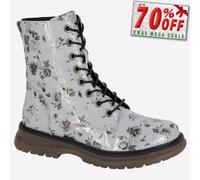 Cipriata Annetta Femmes Mémoire Mousse Floral Décontracté Lacets Zip Bottes Gris