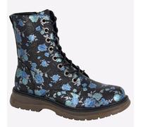 Cipriata Annetta Femmes Mémoire Mousse Floral Décontracté Lacets Zip Bottes Noir