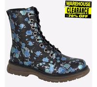 Cipriata Annetta Femmes Mémoire Mousse Floral Décontracté Lacets Zip Bottes Noir