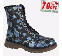 Cipriata Annetta Femmes Mémoire Mousse Floral Décontracté Lacets Zip Bottes Noir