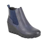Cipriata Annina L606 Bottines à talon compensé pour femme en mousse à mémoire de forme avec fermeture éclair intérieure et soufflet, bleu marine, 41 EU
