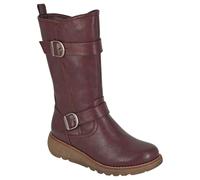 Cipriata Arcisa Femmes mi-Longueur Bottes Boucle Fermeture Éclair Bordeaux
