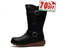 Cipriata Arcisa Femmes mi-Longueur Bottes Boucle Fermeture Éclair Bottes Noir