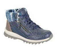 Cipriata Erte L726 Bottines thermiques doublées en fausse fourrure avec double fermeture éclair 6 œillets pour femme, bleu marine, 40 EU