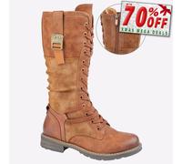 Cipriata Gabriela Femmes Mémoire Mousse Décontracté Robe Mode Jambe Bottes Fauve