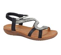 Cipriata L656 SERPENT Sandales à bride élastique avec strass pour femme, Bijoux noirs, 39 EU