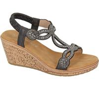 Cipriata - Sandales "Ora" pour femme, ornées de bijoux DF2416 (40,5 EU) (Noir)