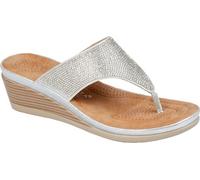 Cipriata - Sandales pour femmes avec talon compensé "Sandra", paillettes, strass DF2324 (39,5 EU) (Argent)