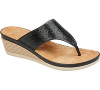 Cipriata - Sandales pour femmes avec talon compensé "Sandra", paillettes, strass DF2324 (39,5 EU) (Noir)