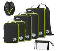 Cipway Organisateur Valise pour Voyage, Organiseur de Bagages Ultraléger Extensible Rangement Sac de Compression Voyage（Noir，8Pièces）