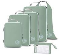 Cipway Organisateur Valise pour Voyage, Organiseur de Bagages Ultraléger Extensible Rangement Sac de Compression Voyage（Vert sauge，6Pièces）