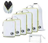 Cipway Organisateur Valise pour Voyage, Organiseur de Bagages Ultraléger Extensible Rangement Sac de Compression Voyage（Blanc，8Pièces）