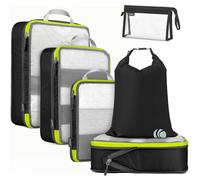 Cipway Rangement Organiseurs de Bagage,Organisateur Valise en Maille Légers pour les Sacs à Dos,Voyages,Stockage à Domicile（Noir，6Pièces）